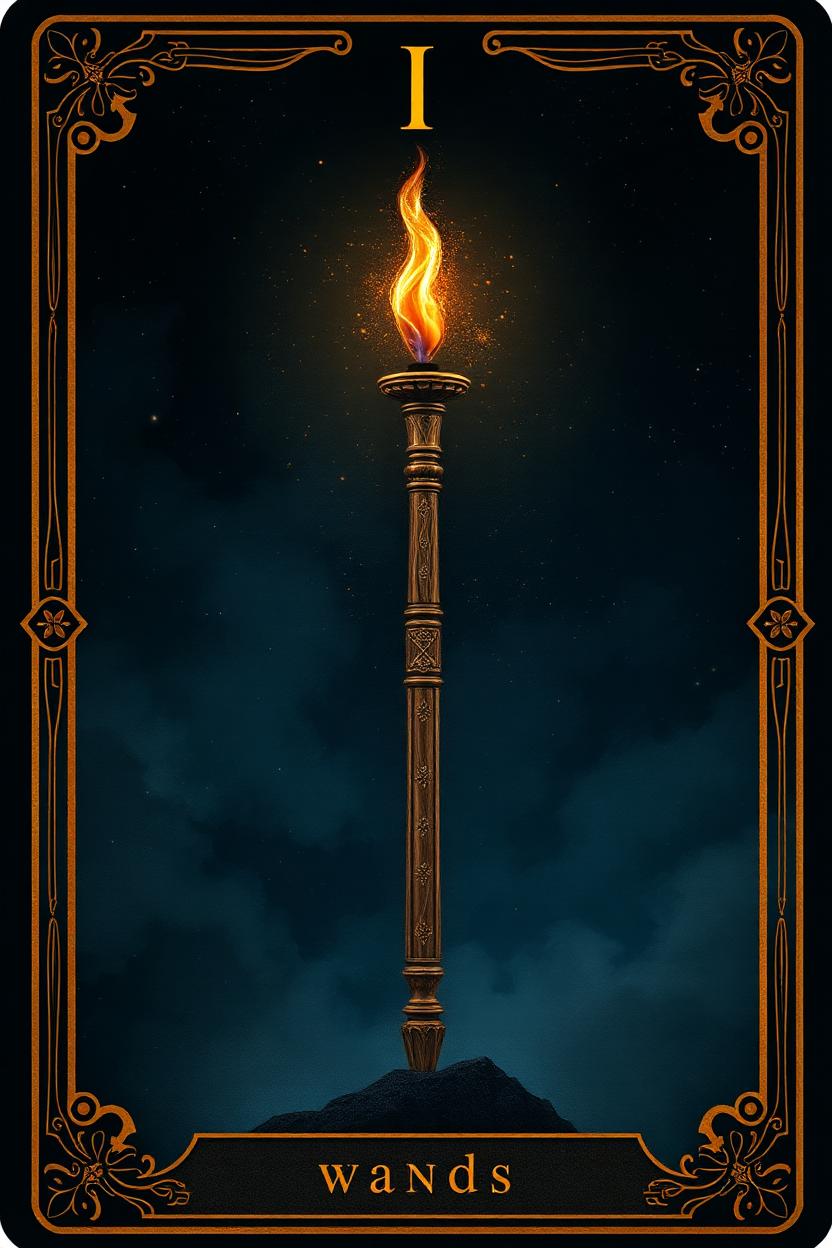 Ace of Wands tarot card.