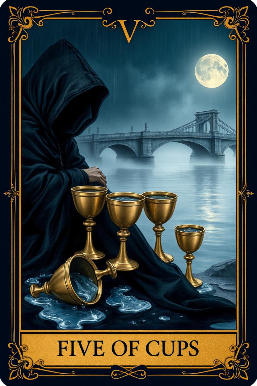 Five of Cups tarot card.