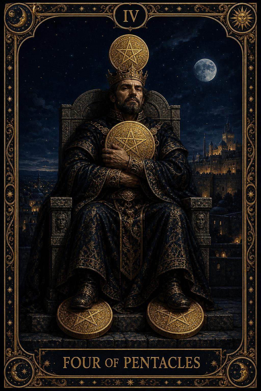 Four of Pentacles tarot card.