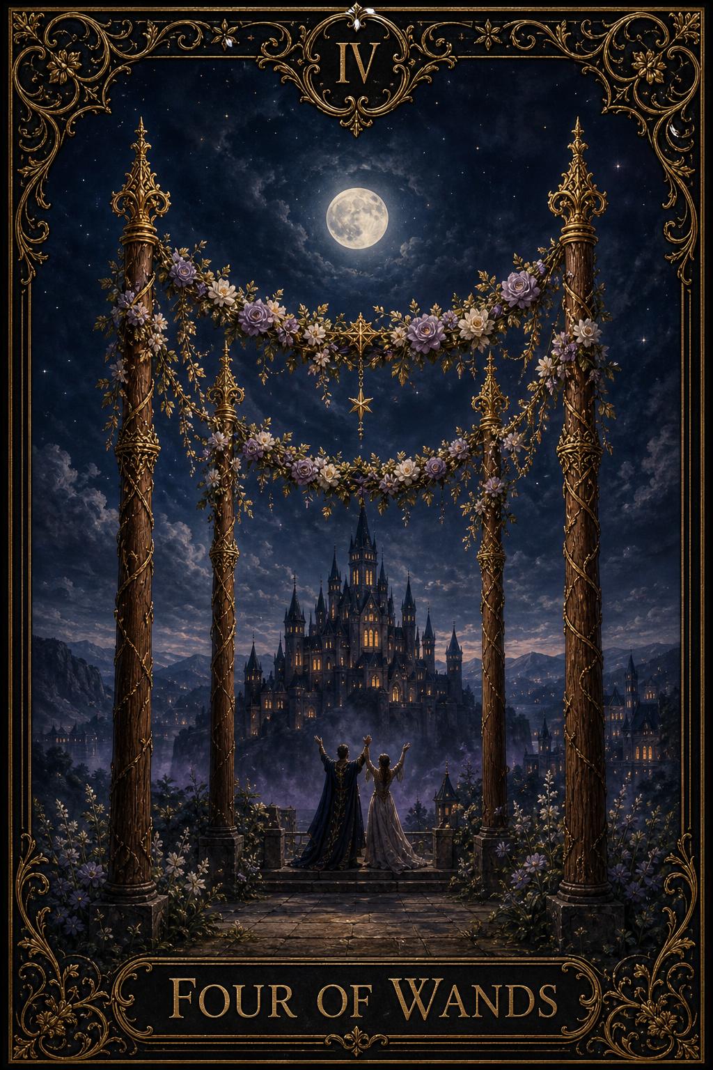 Four of Wands tarot card.
