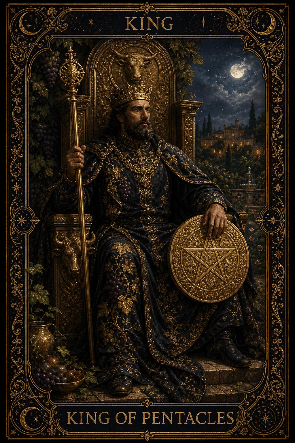 King of Pentacles tarot card.