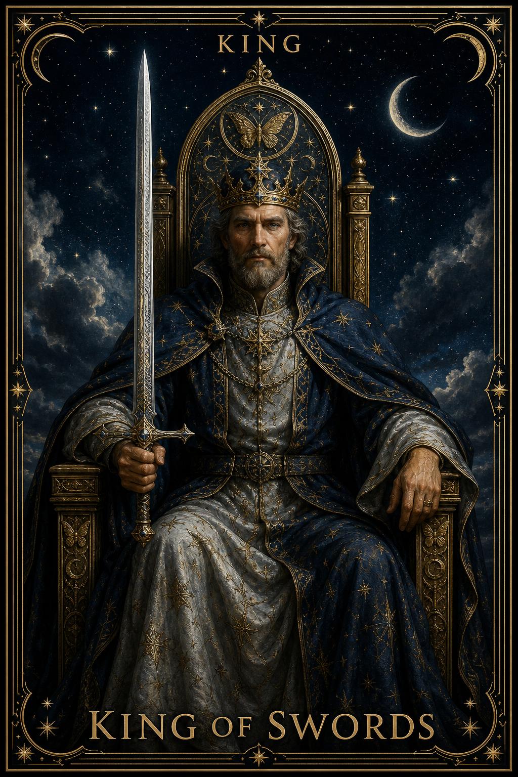 King of Swords tarot card.