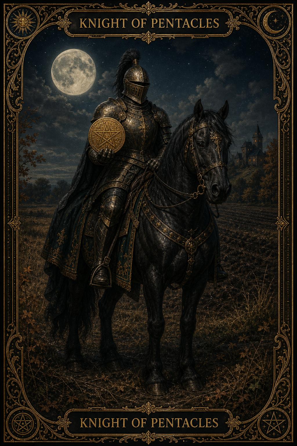 Knight of Pentacles tarot card.