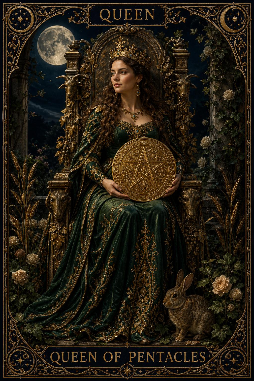Queen of Pentacles tarot card.