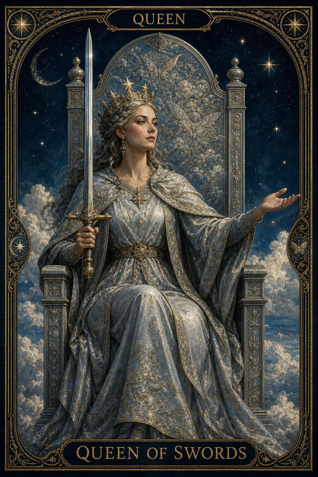 Queen of Swords tarot card.