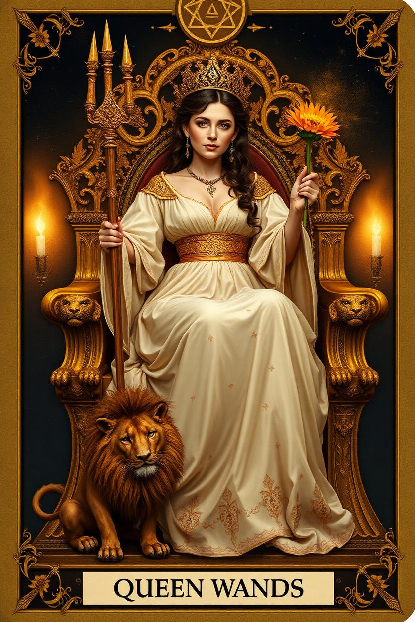 Queen of Wands tarot card.