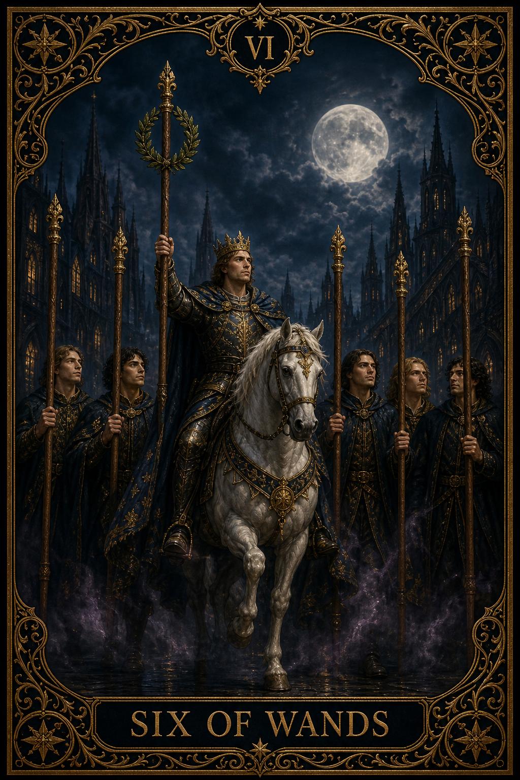 Six of Wands tarot card.