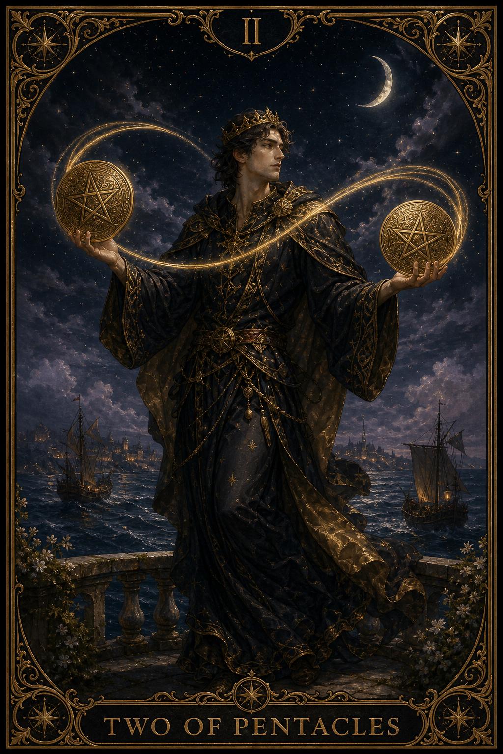 Two of Pentacles tarot card.